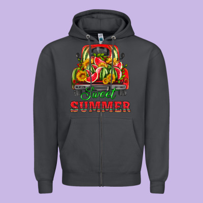 Sweet Summer Watermelon And Truck Zipper Hoodie Designed By Hra Design Shop