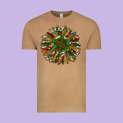 Vintage Tee Leopard Christmas Sunflower