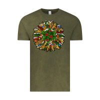 Vintage Olive Leopard Christmas Sunflower Vintage Tee - RanaPortraitStore