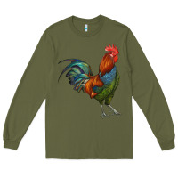 Army Green rooster Long Sleeve Tee - RanaPortraitStore
