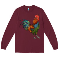 Burgundy rooster Long Sleeve Tee - RanaPortraitStore
