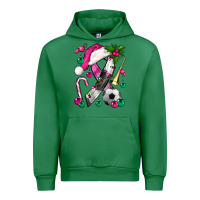 Emerald Pink Christmas Breast Cancer Ribbon Soccer Urban Hoodie - BundleAndBundleShop