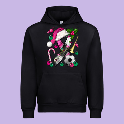 Pink Christmas Breast Cancer Ribbon Soccer Urban Hoodie Designed By Bundleandbundleshop