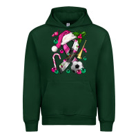 Forest Green Pink Christmas Breast Cancer Ribbon Soccer Urban Hoodie - BundleAndBundleShop