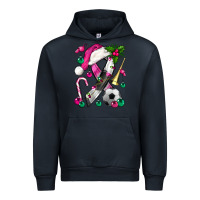 Navy Pink Christmas Breast Cancer Ribbon Soccer Urban Hoodie - BundleAndBundleShop