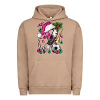 Pigment Burro Pink Christmas Breast Cancer Ribbon Soccer Urban Hoodie - BundleAndBundleShop