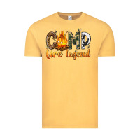 Vintage Mustard camp fire legend with fire Vintage Tee - texasbilliewilder