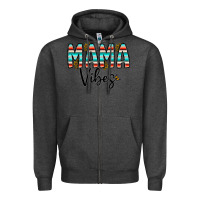 Charcoal Heather mama vibes Zipper Hoodie - CowhideDigitalArt