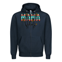 Navy mama vibes Zipper Hoodie - CowhideDigitalArt