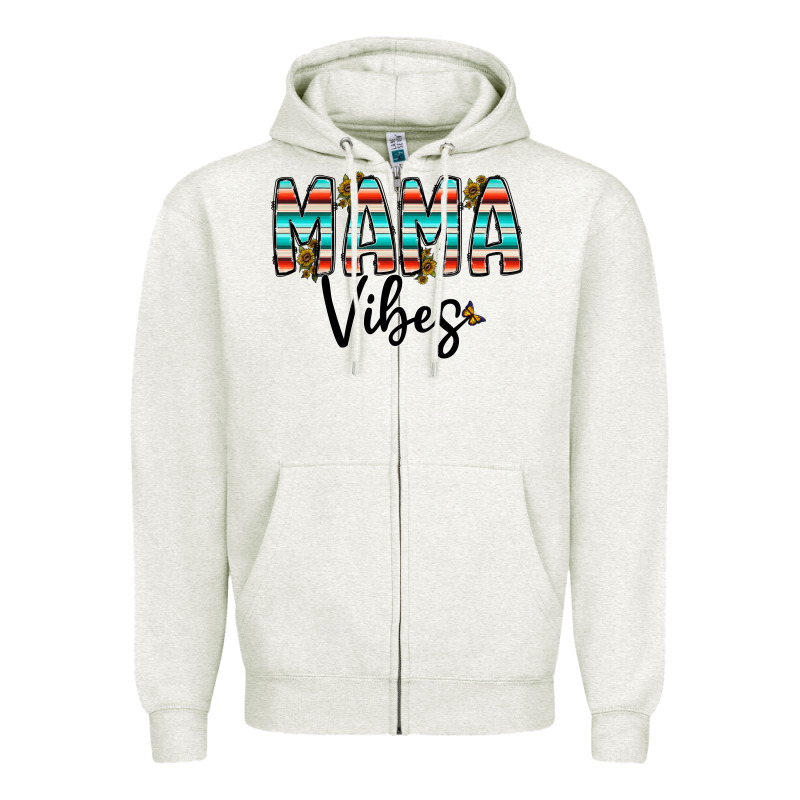 Mama Vibes Zipper Hoodie by CowhideDigitalArt | Teevron