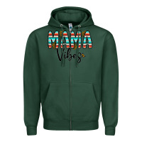 Sports Green mama vibes Zipper Hoodie - CowhideDigitalArt