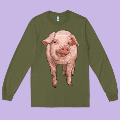 Pig Long Sleeve Tee Designed By Ranaportraitstore