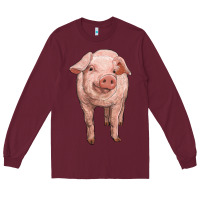 Burgundy pig Long Sleeve Tee - RanaPortraitStore