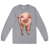 Heather Grey pig Long Sleeve Tee - RanaPortraitStore