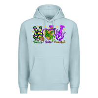 Blue Mist peace love crawfish Premium Hoodie - NancyCooperArtShop