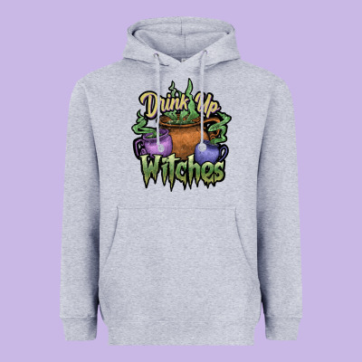 Drink Up Witches White Heavyweight Hoodie Designed By Jahusdesignshop