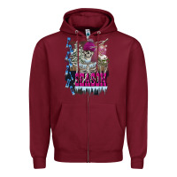 Burgundy freezing season skeleton Zipper Hoodie - FaDigitalArtStudio