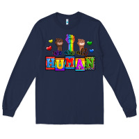 Navy we are all human Long Sleeve Tee - Zillion Design Studio