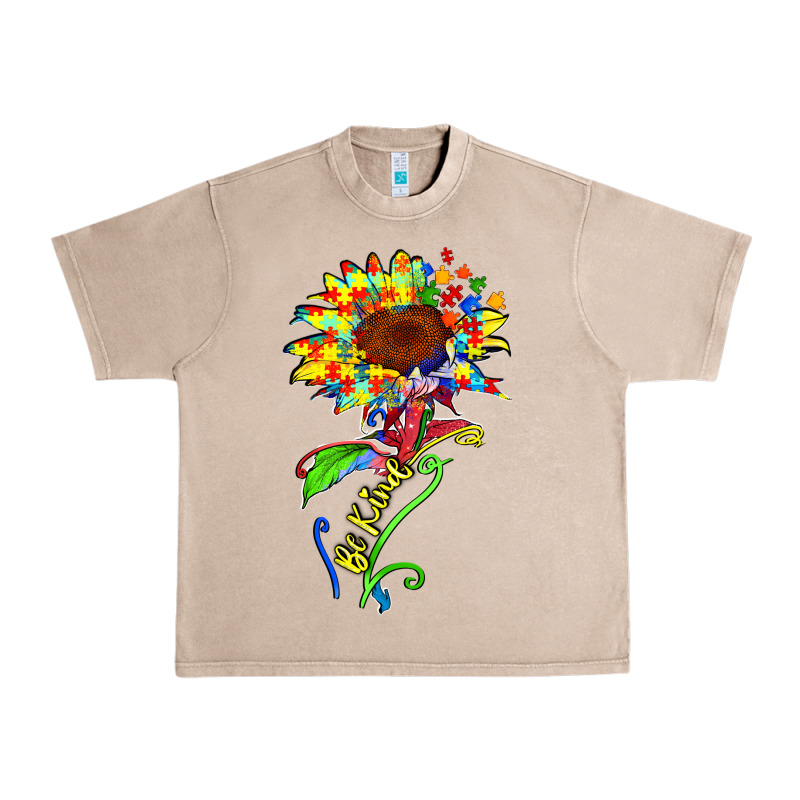 Be Kind Autism Sunflower Urban Heavy Tee by Zillion Design Studio | Teevron