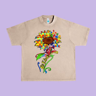 Urban Heavy Tee be kind autism sunflower