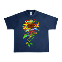 Navy be kind autism sunflower Urban Heavy Tee - Zillion Design Studio