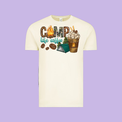 Vintage Tee camp life coffee with coffee cup