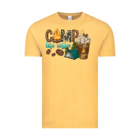 Vintage Mustard camp life coffee with coffee cup Vintage Tee - texasbilliewilder