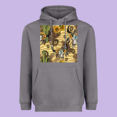 Aztec Bull Skull Heavyweight Hoodie Designed By Bundleandbundleshop