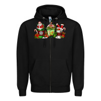 Black coffee cups with santa claus Zipper Hoodie - FaDigitalArtStudio