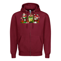 Burgundy coffee cups with santa claus Zipper Hoodie - FaDigitalArtStudio