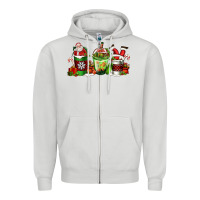 Dove Grey coffee cups with santa claus Zipper Hoodie - FaDigitalArtStudio