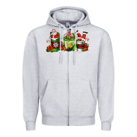 Heather Grey coffee cups with santa claus Zipper Hoodie - FaDigitalArtStudio