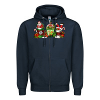 Navy coffee cups with santa claus Zipper Hoodie - FaDigitalArtStudio