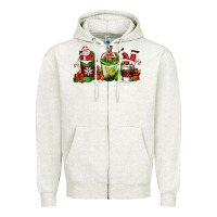 Coffee Cups With Santa Claus Zipper Hoodie | Teevron