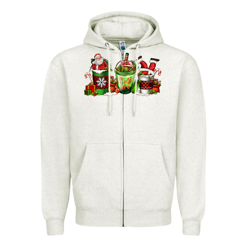 Coffee Cups With Santa Claus Zipper Hoodie by FaDigitalArtStudio | Teevron