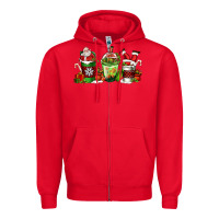 Red coffee cups with santa claus Zipper Hoodie - FaDigitalArtStudio