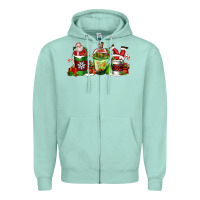 Seafoam coffee cups with santa claus Zipper Hoodie - FaDigitalArtStudio