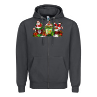 Smoke coffee cups with santa claus Zipper Hoodie - FaDigitalArtStudio