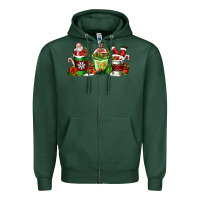 Sports Green coffee cups with santa claus Zipper Hoodie - FaDigitalArtStudio