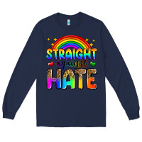 Navy straight against hate Long Sleeve Tee - Zillion Design Studio