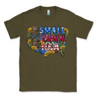 Army Green Small town usa 4th of july Classic Tee - CowGirlArtShop