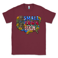 Burgundy Small town usa 4th of july Classic Tee - CowGirlArtShop