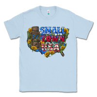 Dusty Blue Small town usa 4th of july Classic Tee - CowGirlArtShop