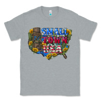 Heather Grey Small town usa 4th of july Classic Tee - CowGirlArtShop