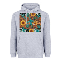 Heather Grey cross gemstone and sunflower Heavyweight Hoodie - Artiststas