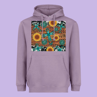 Cross Gemstone And Sunflower Heavyweight Hoodie Designed By Artiststas