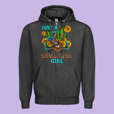 Just A Small Town Girl Zipper Hoodie Designed By Hra Design Shop