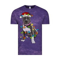 Cloud Purple Pitbull With Christmas Lights Vintage Tee - RanaPortraitStore