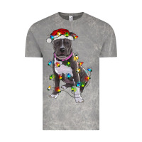 Cloud Rock Pitbull With Christmas Lights Vintage Tee - RanaPortraitStore