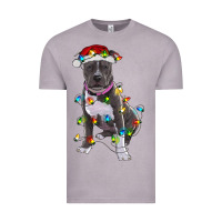Vintage Zinc Pitbull With Christmas Lights Vintage Tee - RanaPortraitStore